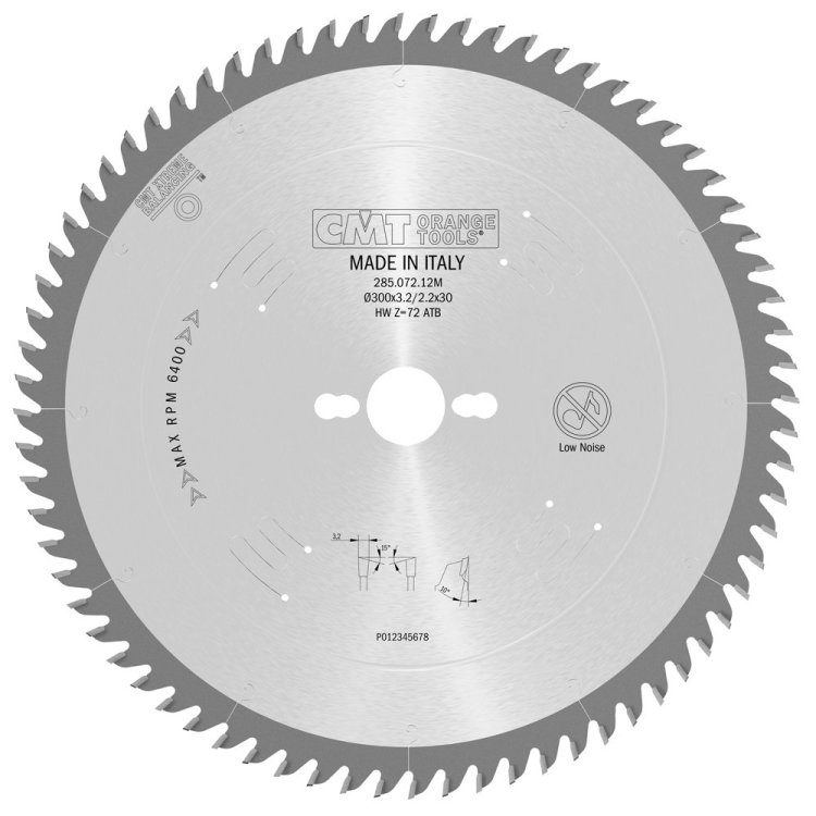 Disco Sierra circular 250x3.2x30 Z:60 atb 15° silenciosa 285.060.10M CMT